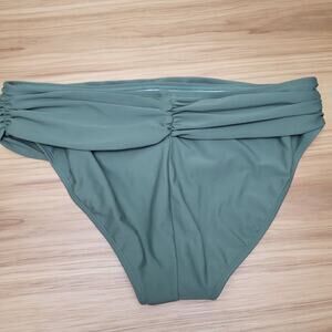 Shekini Womens Olive Full Coverage Ruched Swim Bikini Bottom Size Large‎